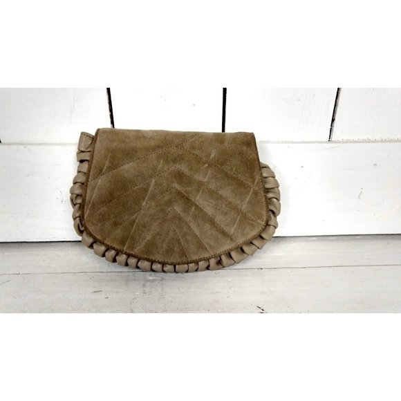 Vintage tan beige suede leather small clutch bag shoulder purse - Picture 3 of 5